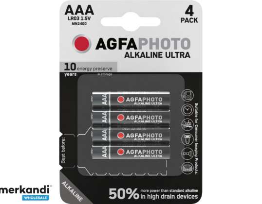 AGFAPHOTO Batterie Ultra Alcaline Micro AAA Pack de 4