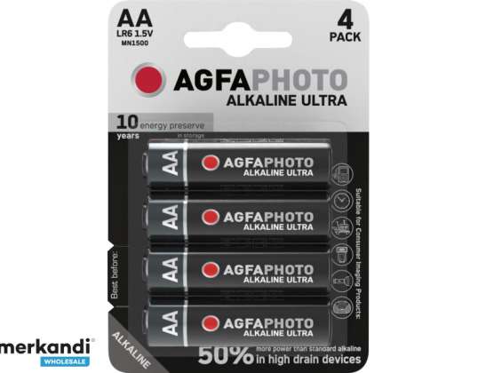 AGFAPHOTO Pile Ultra Alcaline Mignon AA Pack de 4