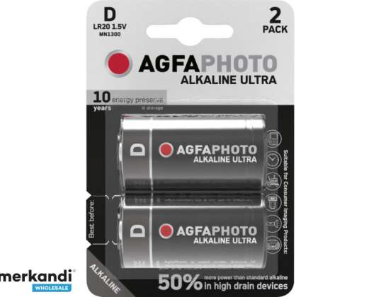 AGFAPHOTO Batteri Ultra Alkaline Mono D 2-pack