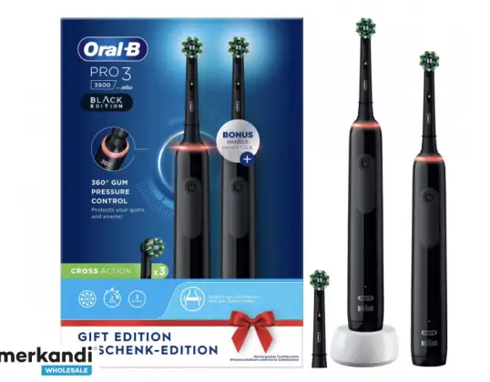 Oral B Pro 3 3900 Elektrisk tannbørste inkl. 2 håndstykke svart 760215