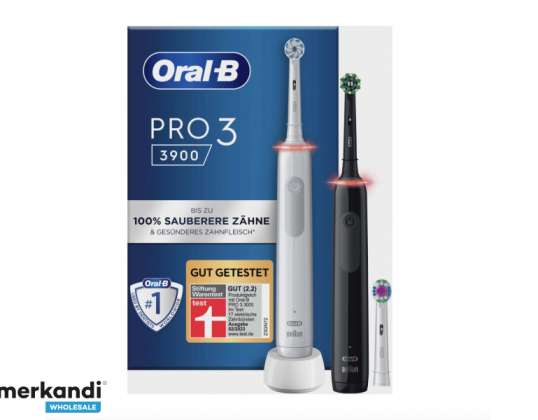 Oral B Pro 3 3900 Svart/hvit med 2. håndstykke 760765