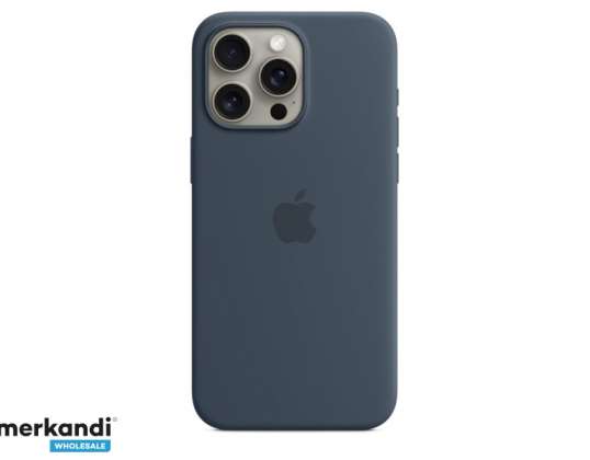 Capa de silicone Apple iPhone 15 Pro Max com MagSafe Storm Blue MT1P3ZM/A
