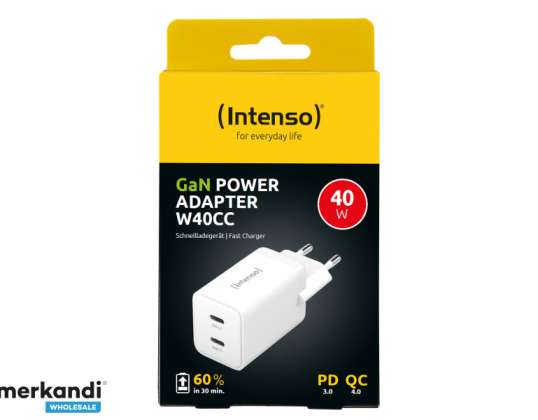 Intenso Power Adapter W40CC GaN 2x USB C 40W Weiß W7804012
