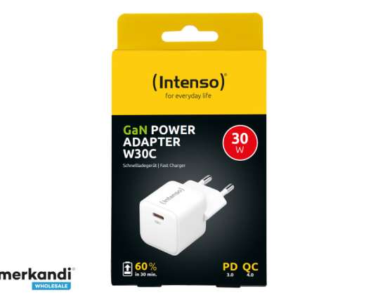 Adaptateur secteur Intenso W30C GaN 1x USB C 30W Blanc 7803022