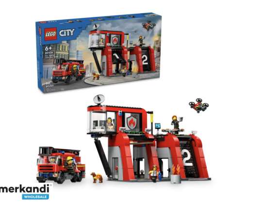 LEGO gradska vatrogasna postaja s vozilom s gramofonskim ljestvama 60414