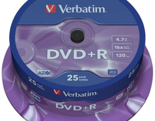 DVD + R 4,7 GB Ordrett 16x 25 Cakebox 43500