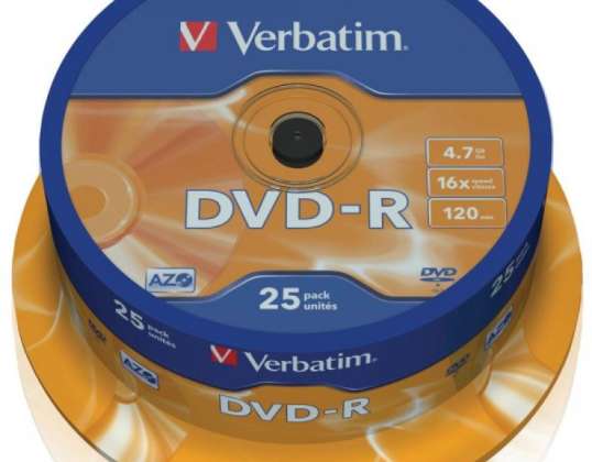 DVD R 4.7GB Verbatim 16x 25er Tortų dėžutė 43522