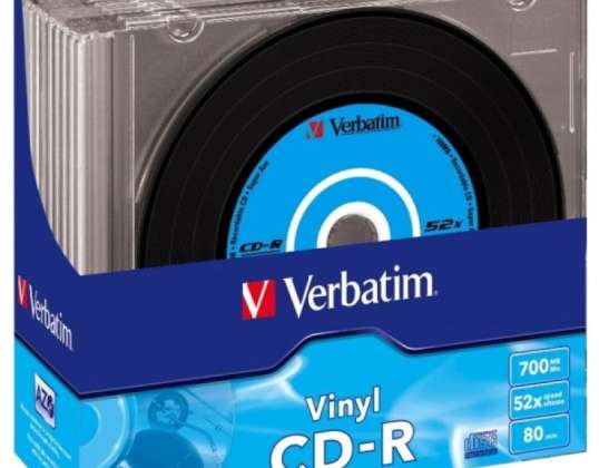 CD R 80 Verbatim 52x винил 10шт тонкий чехол 43426