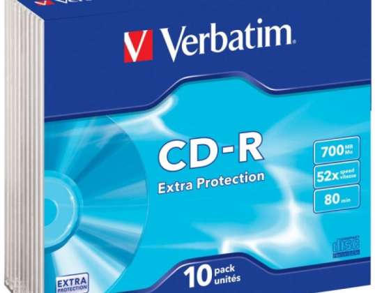 CD R 80 Verbatim 52x EP 10pcs Slim Case 43415