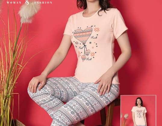 Damen Pyjama-Set mit kurzen Ärmeln aus der Türkei, erstklassige Dessous und Qualität.