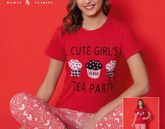 Women's sleepwear set with short sleeves from Turkey, first-class lingerie and execution.