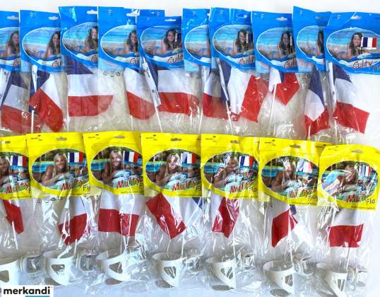 800 pcs. France flags with and without cup holder country flags, wholesale online shop remaining stock