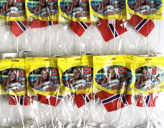 800 st Norges flaggor med mugghållare Landsflaggor, köp grossist för återförsäljare Återstående lager