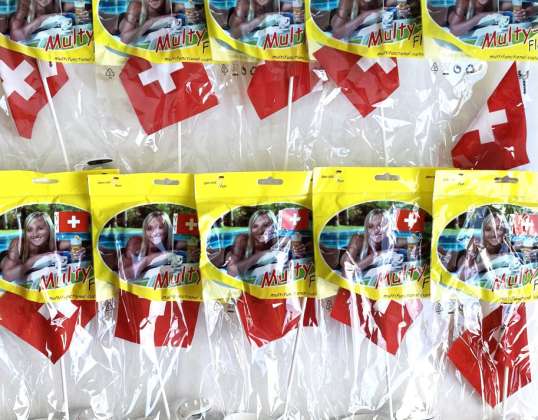800 db svájci zászló pohártartóval országzászlók, különleges cikkek nagykereskedelem vásároljon maradék készletet