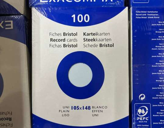 63 balení po 100 kartičkách Exacompta modré prázdné 105x148mm, koupit velkoobchodní zboží