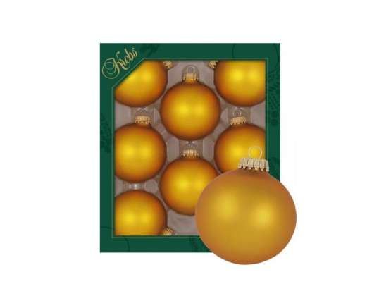 Lauschaer Χριστουγεννιάτικα στολίδια δέντρων - σετ από 8 μπάλες uni παλιό χρυσό, 6,7 cm, με χρυσό στέμμα, χρώμα: παλιό χρυσό