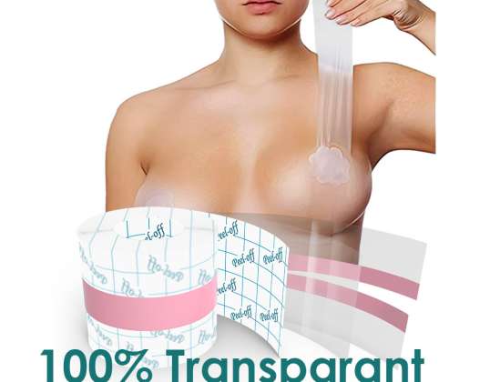 Transparentes Brustband 5 Meter – Unsichtbares Brustband Inc Wiederverwendbare Brustwarzenabdeckungen – trägerloses BH-Klebeband – Fashion Tape Brüste