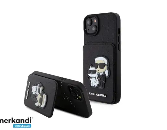 Karl Lagerfeld iPhone 15 Plus &amp; 14 Plus Back cover hoesje - SAFFIANO J-TOO CARDSLOT - Zwart