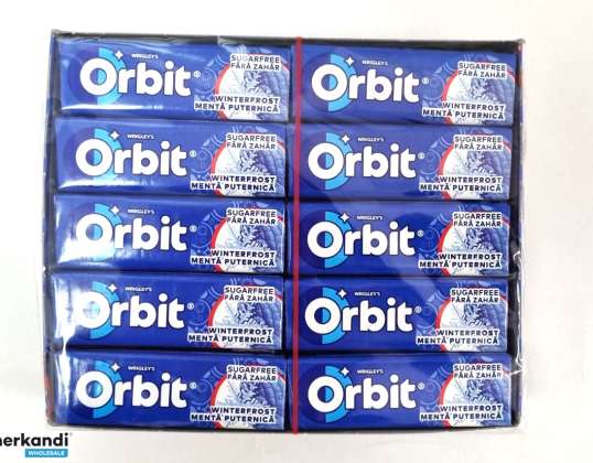ORBIT Winterfrost 14g Number of pieces 10 SUGAR-FREE CHEWING GUM WITH SWEETENERS AND MINT AND MENTHOL FLAVORS.