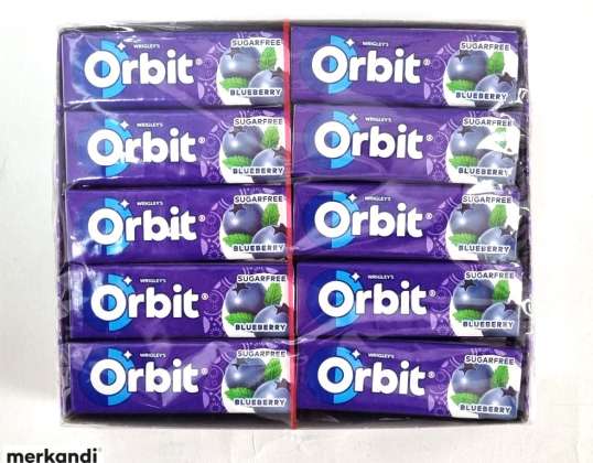 ORBIT Blueberry 14g Stückzahl 10 Zuckerfreier Kaugummi mit Süßungsmitteln und Blaubeergeschmack.