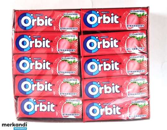 ORBIT Strawberry Кількість штук 10 ЖУЙКА БЕЗ ЦУКРУ З ПІДСОЛОДЖУВАЧАМИ ТА СМАКОМ ПОЛУНИЦІ.