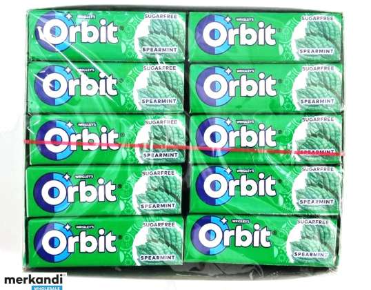 ORBIT Spearmint Number of pieces: 10 SUGAR-FREE CHEWING GUM WITH SWEETENERS AND MINT FLAVOR.