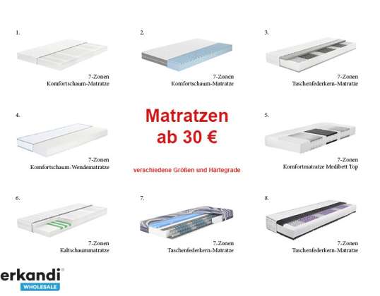 Mattresses, cold foam mattress, spring mattress from 30 €