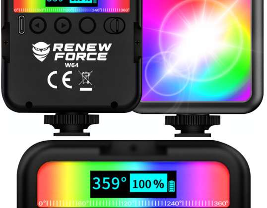 Світлодіодна лампа RENEW FORCE RGB для телефону, камери, камери, TikTok, YouTube, SHORTY W64