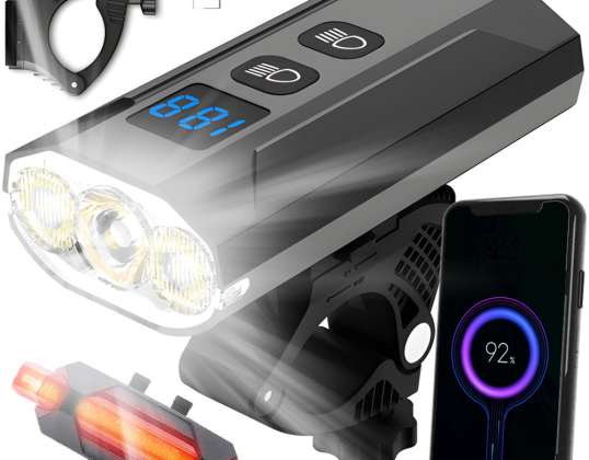 Powerful BIKE Light LED Light Front + Rear 1000lm Flashlight 5400mAh BIKE YQ-01