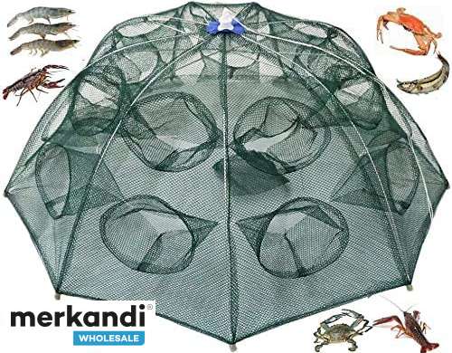 Fishing Net, Fish net, Fish Trap Portable Strengthened 16 Holes Automatic Fishing Net