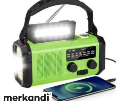 Krumtapradio, bærbar (sol) radio med LED-lommelygte