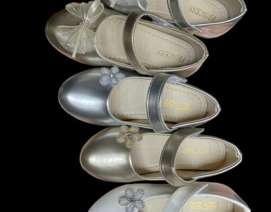 Sapatos de festa elegantes para meninas de 6 a 12 anos - Misture estilos e tamanhos - Pacote de 100 por £ 350