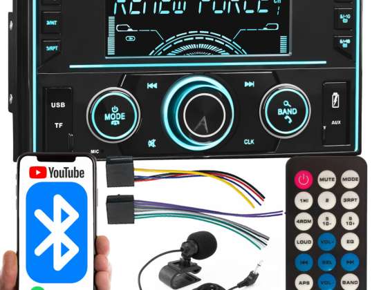 "Bluetooth" automobilinis radijas 2-DIN USB SD MP3 RDS LCD AUX nuotolinio valdymo pultas RGB mikrofonas DA003