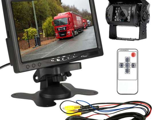 Galinio vaizdo kameros optika SONY FULL HD monitorius 7'' 12-24V IR 10m kabelis BUS TIR G300A