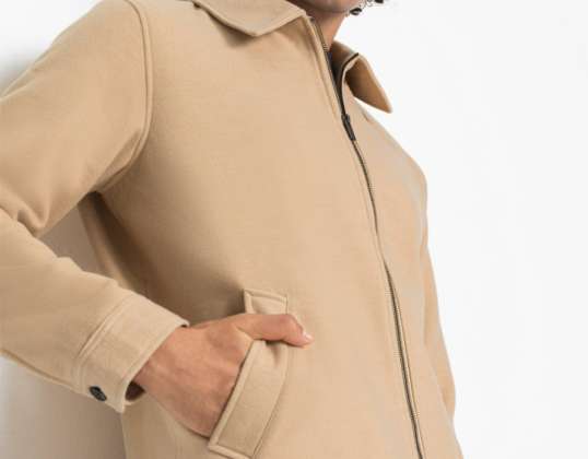 Чоловіча осіння куртка з коміром-стійкою бежевого кольору Frabe від Bonprix