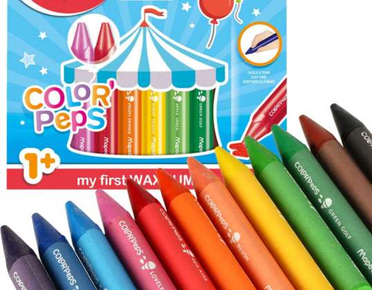 Waskrijtjes voor peuter eerste potloden Jumbo Colorpeps 12 kleuren Maped
