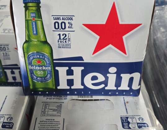 Embalagens de 12 garrafas de cerveja sem álcool HEINEKEN disponíveis em 7 paletes, entrega Marselha