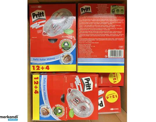 19 16pcs Packs Pritt Correction Roller with Refill Cassette Stationery, Buy Wholesale Merchandise Remaining Stock