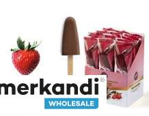 Milk chocolate in the shape of a popsicle with strawberry filling 35g.