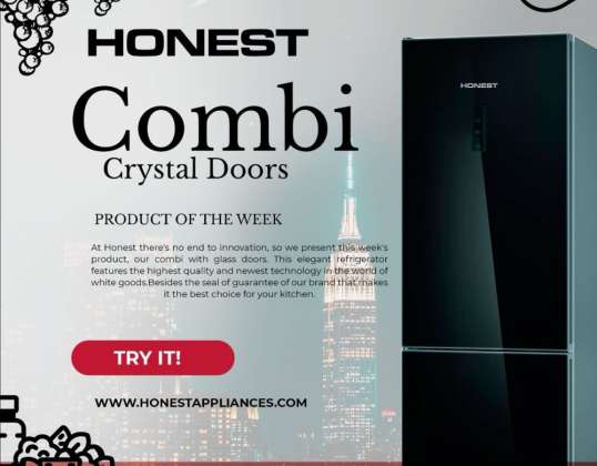Ψυγεία με γυάλινη πόρτα υψηλής ποιότητας Total No Frost - Honest Clistal Black