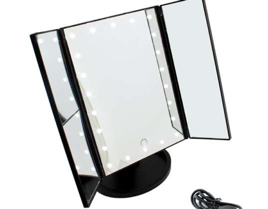 AG628C MIRROR KOSM. 22 LED BLACK COMB