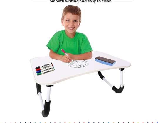 Víceúčelový skládací stolek na notebook s bílou tabulí | Studijní stůl pro práci z domova, online kurzy, karetní hry a dětské hry | Psací stůl | Zahrnovat-