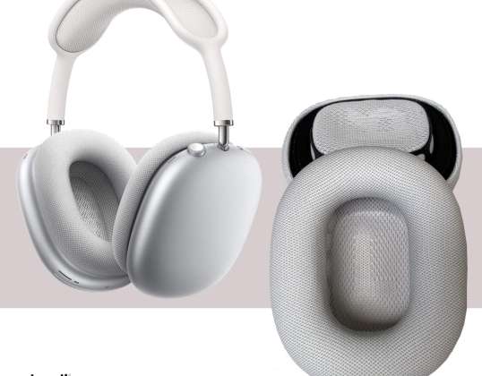 Witte oorkussens voor AirPods Max vervangende lederen oorkussens, eenvoudig te installeren met magneet, eiwitleer en traagschuim