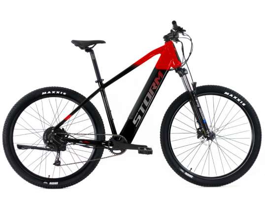 Outlet elektrische fietsen STORM TAURUS 2.0 zwart-rood frame 17" wielen 29" - 250W motor