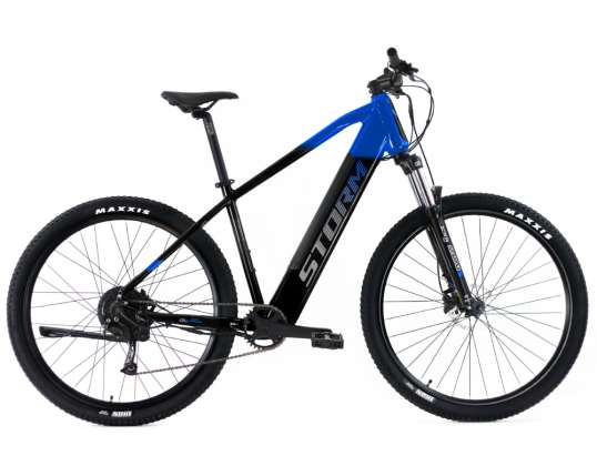 Ηλεκτρικό ποδήλατο βουνού STORM TAURUS 2.0 μαύρο-σκούρο μπλε πλαίσιο Τροχοί 21&quot; 29&quot; - Μοτέρ 250W