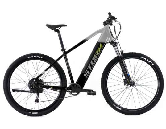 Bicicleta de hombre con soporte eléctrico STORM TAURUS 2.0 cuadro negro-plata 17" ruedas 29" - motor 250W