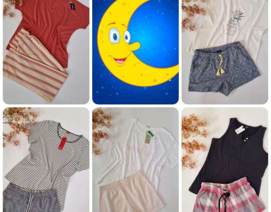070017 MIX pyjamas. The offer includes: T-shirts with shorts and T-shirts with trousers