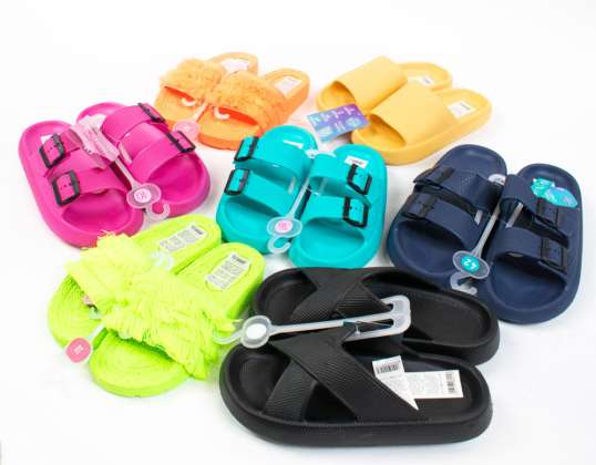 S8839 Men's and women's slippers in various colours. For the beach / home / pool