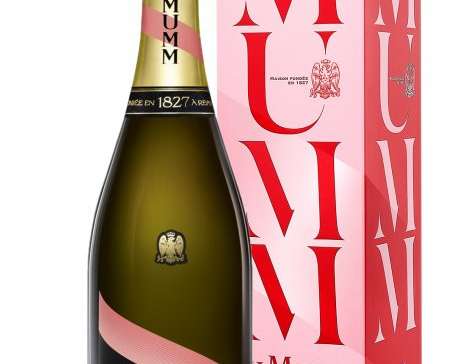 Champagne Mumm Rosé 0,75 L 12° (R) - Brut tipas, Vynuogių veislė 60% Pinot Noir, 22% Chardonnay, 18% Pinot Meunier
