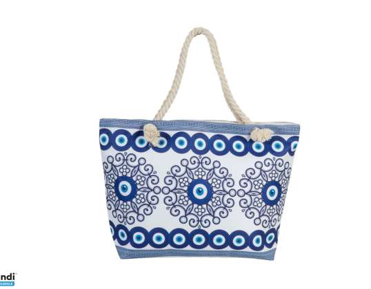 CH69 MATI Beach Bag with Mixed Designs, Inner Lining, and Zip Closure, Wholesale Available